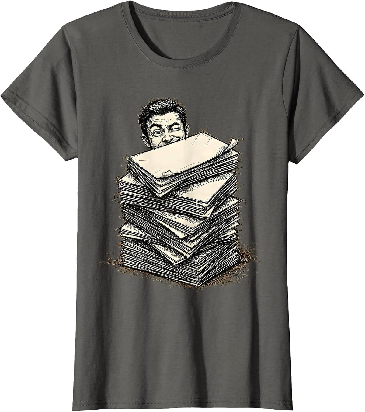 Women's I Cant But I Know A Guy Winking Illustration T-Shirt - Asphalt Grey