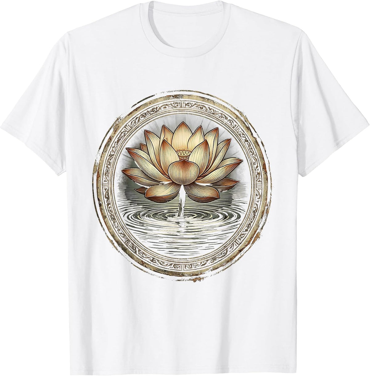 Lotus Bloom Rising from Dark Water Art T-Shirt - White