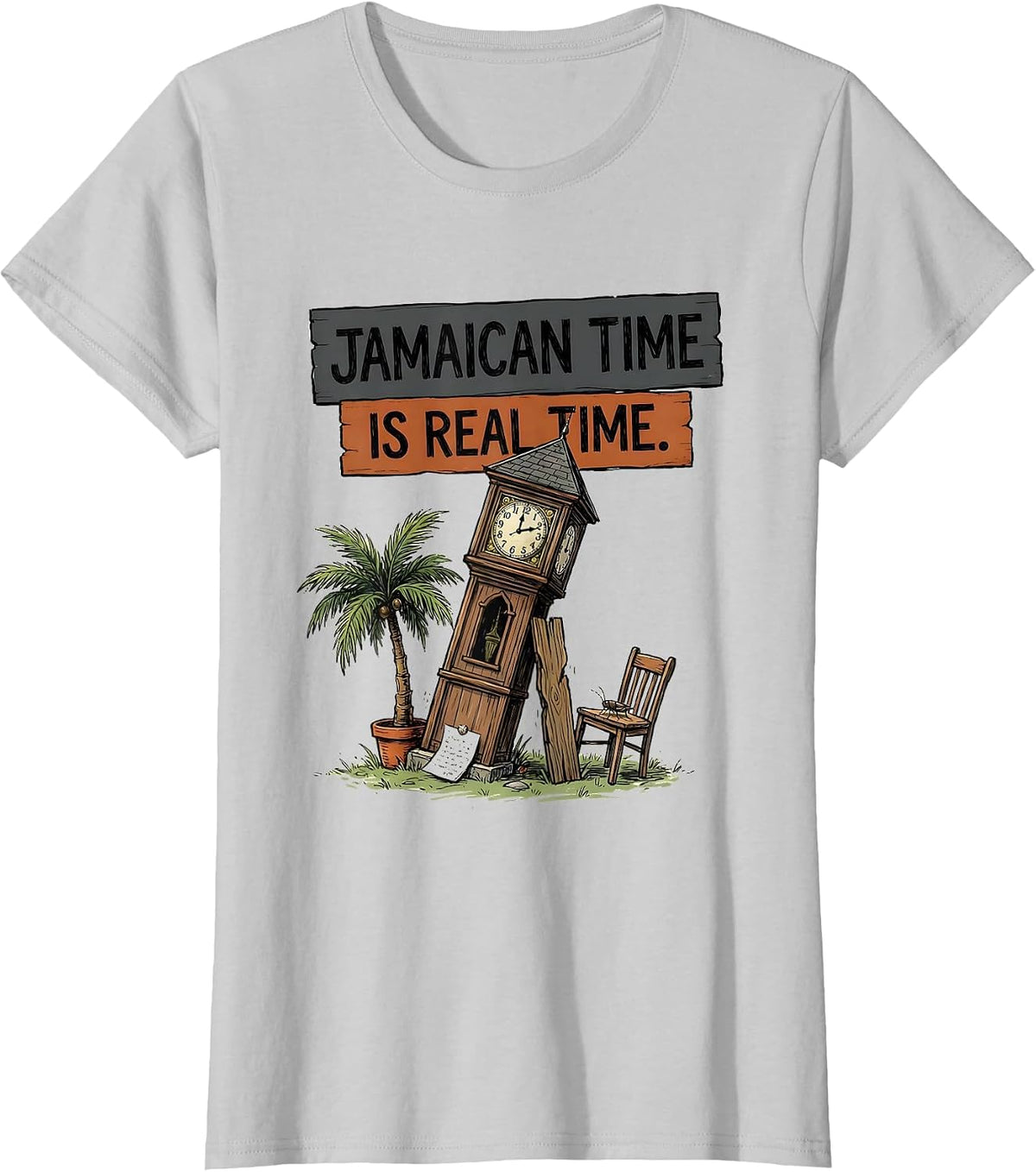 Jamaican Time Is Real Time Vintage Jamaica National Pride T-Shirt - Silver Grey