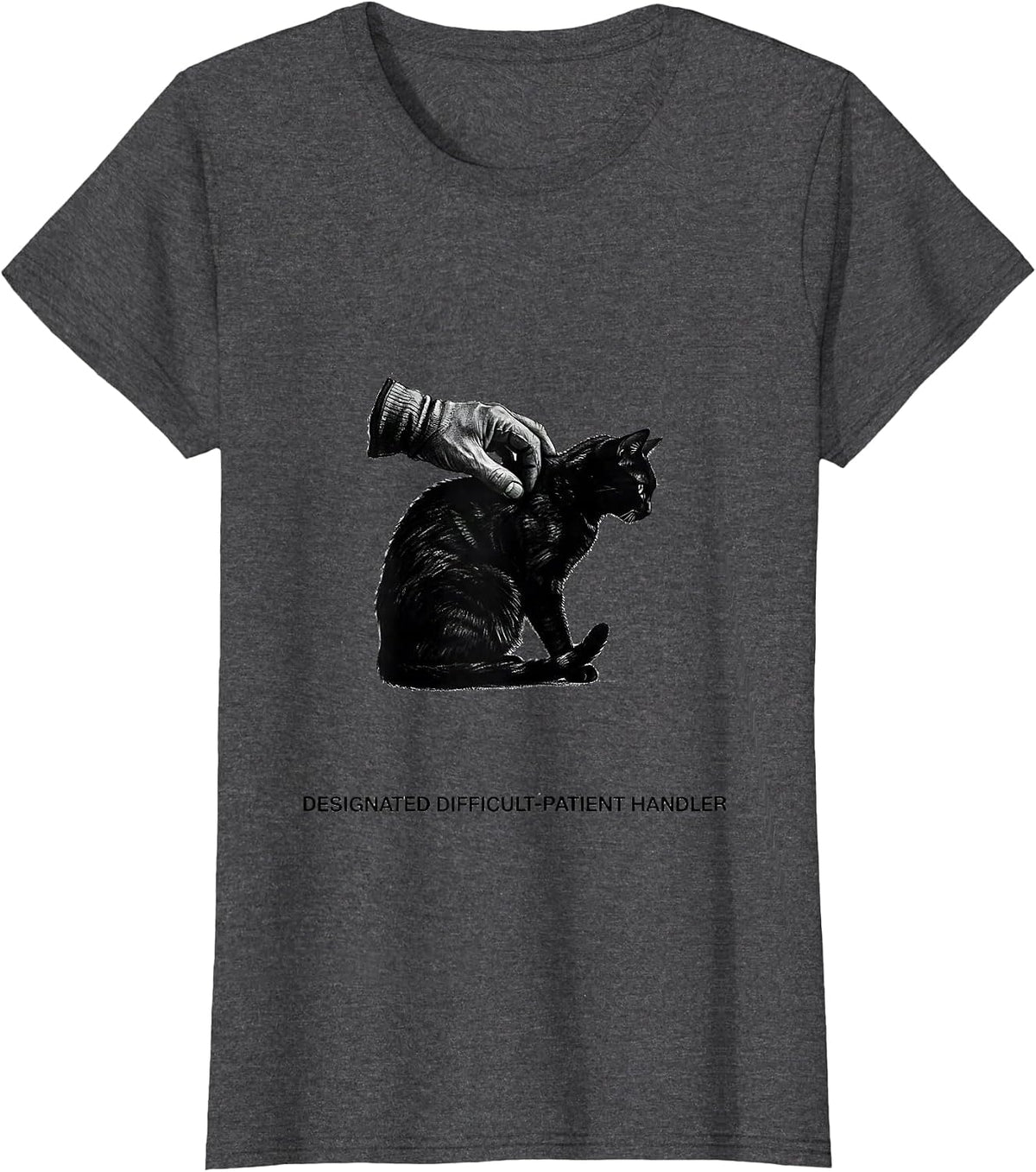 Women's Designated Difficult-Patient Handler Minimalist Vet Tech T-Shirt - Dark Heather Grey