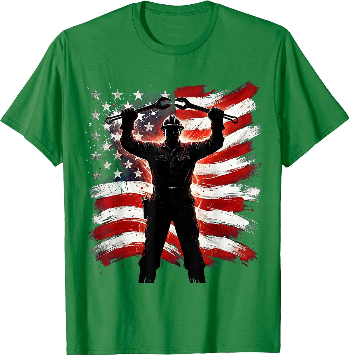 Men's True Patriot Steelworker Blazing Furnace Silhouette T-Shirt - Kelly Green