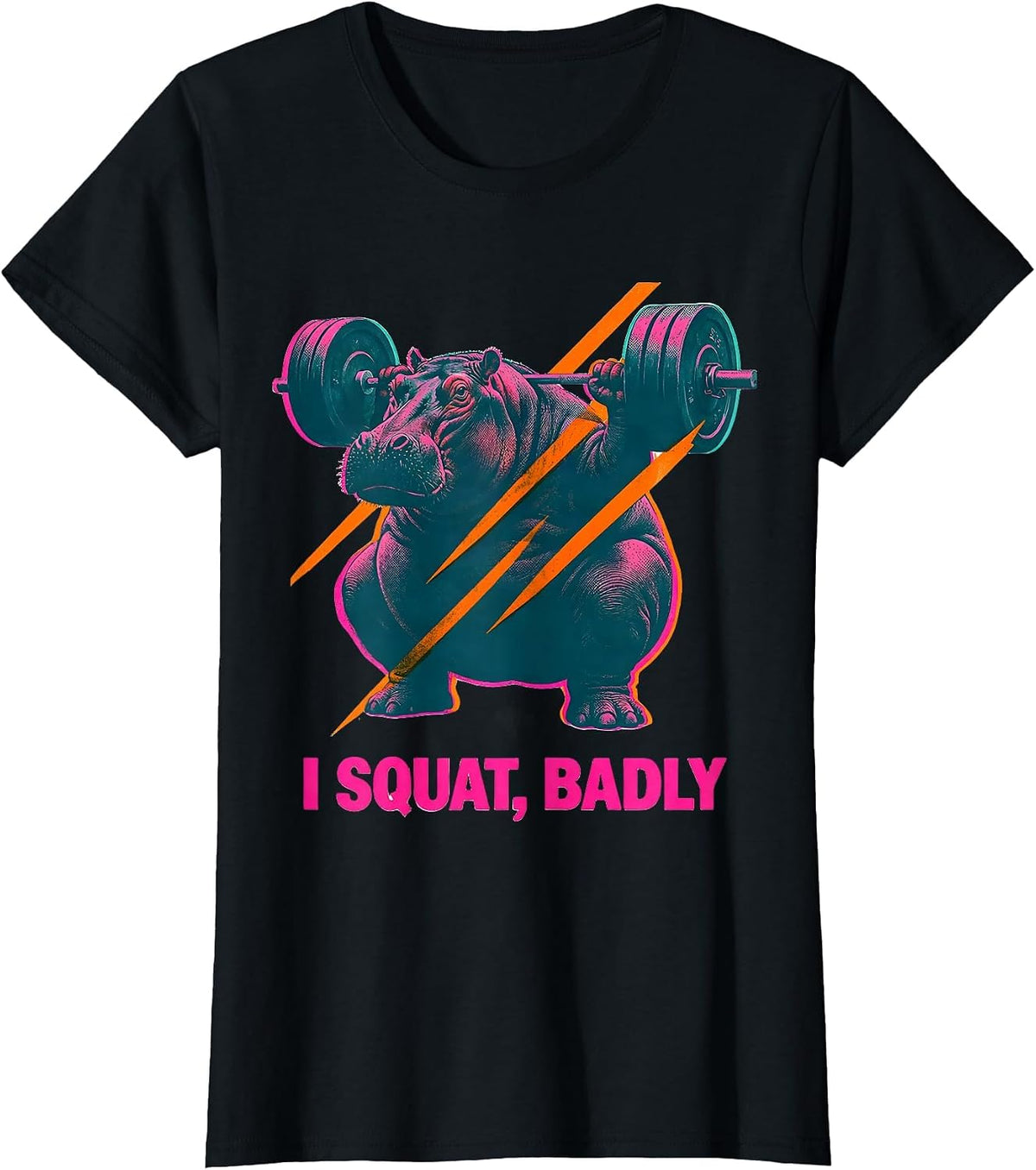 Women's I Squat, Badly Funny Gym Workout Weightlifting Humor T-Shirt - Black