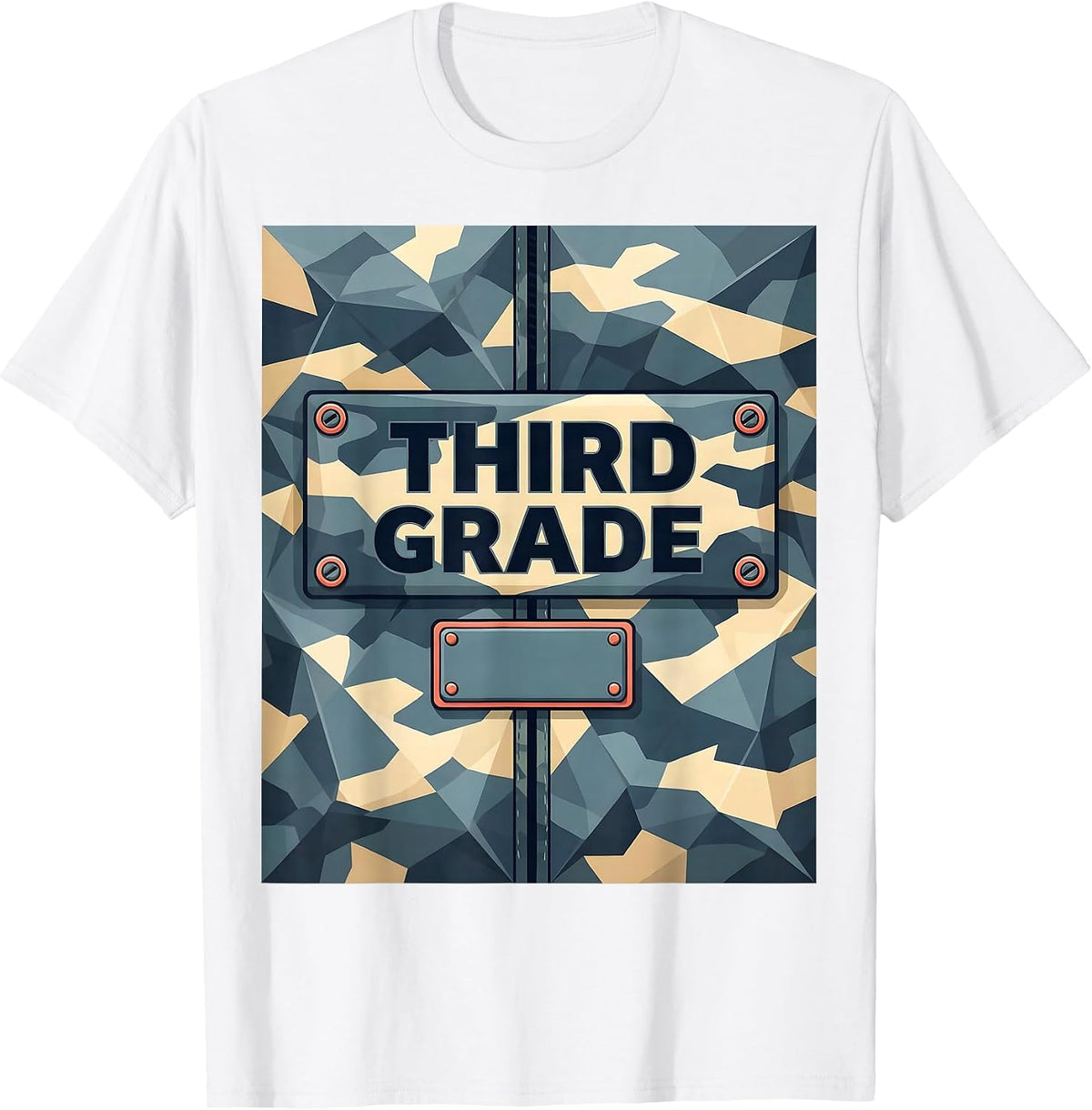 Third Grade Camo Back To School Boys Grade Badge T-Shirt - White