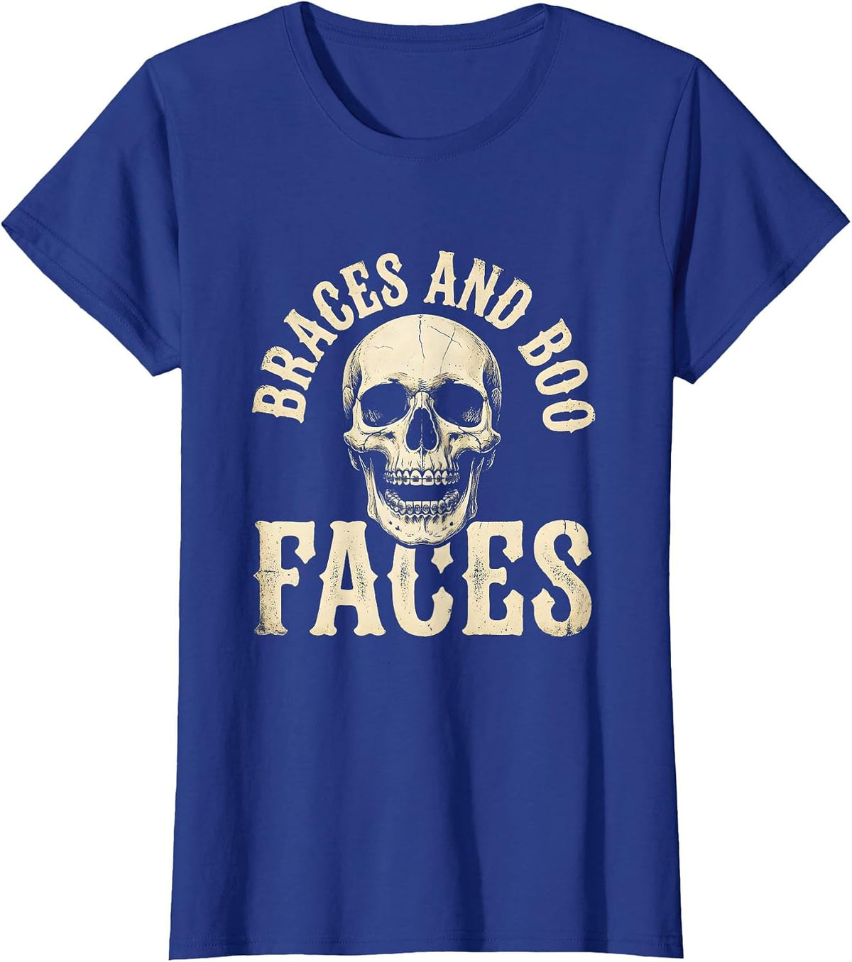 Women's Braces and Boo Faces Dental Halloween Design T-Shirt - Royal Blue