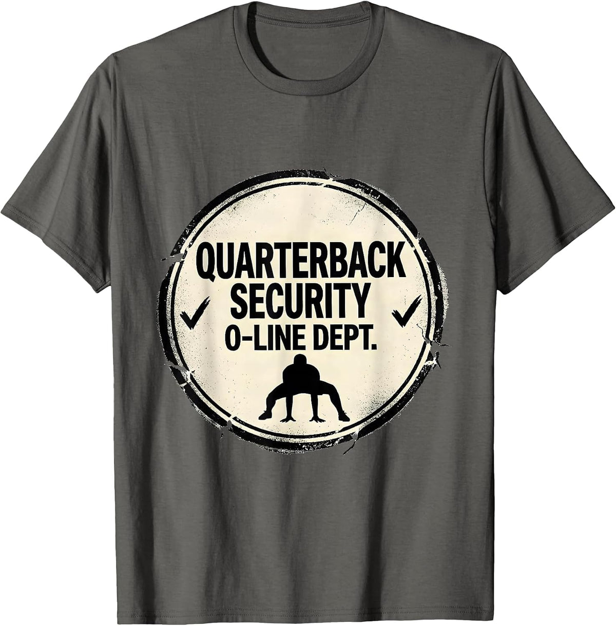 Men's Quarterback Security O-Line Dept Funny Football Lineman T-Shirt - Asphalt Grey