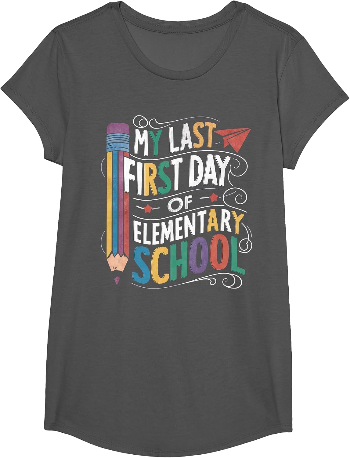 My Last First Primary School Day Funny First Day at School T-Shirt - Girls Asphalt Grey