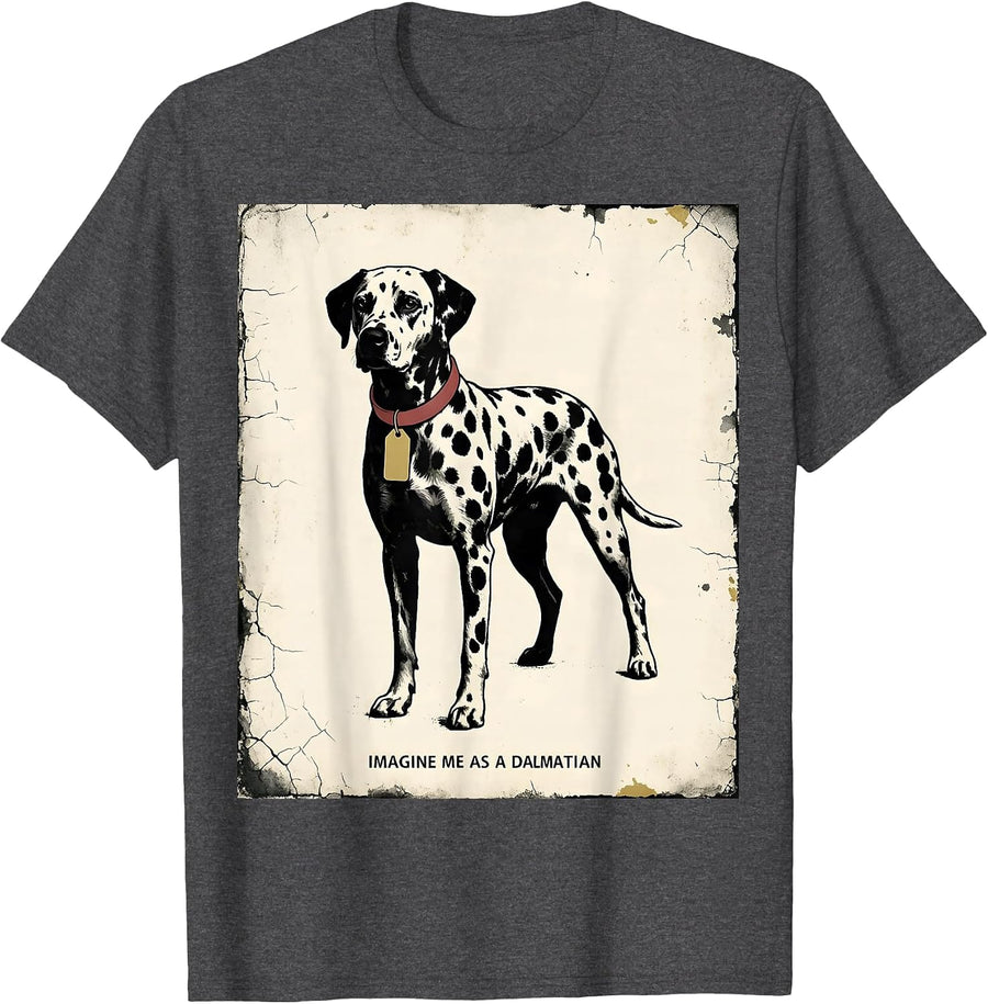 Men's Imagine Me As A Dalmatian Distressed Funny Lazy Halloween T-Shirt - Dark Heather Grey