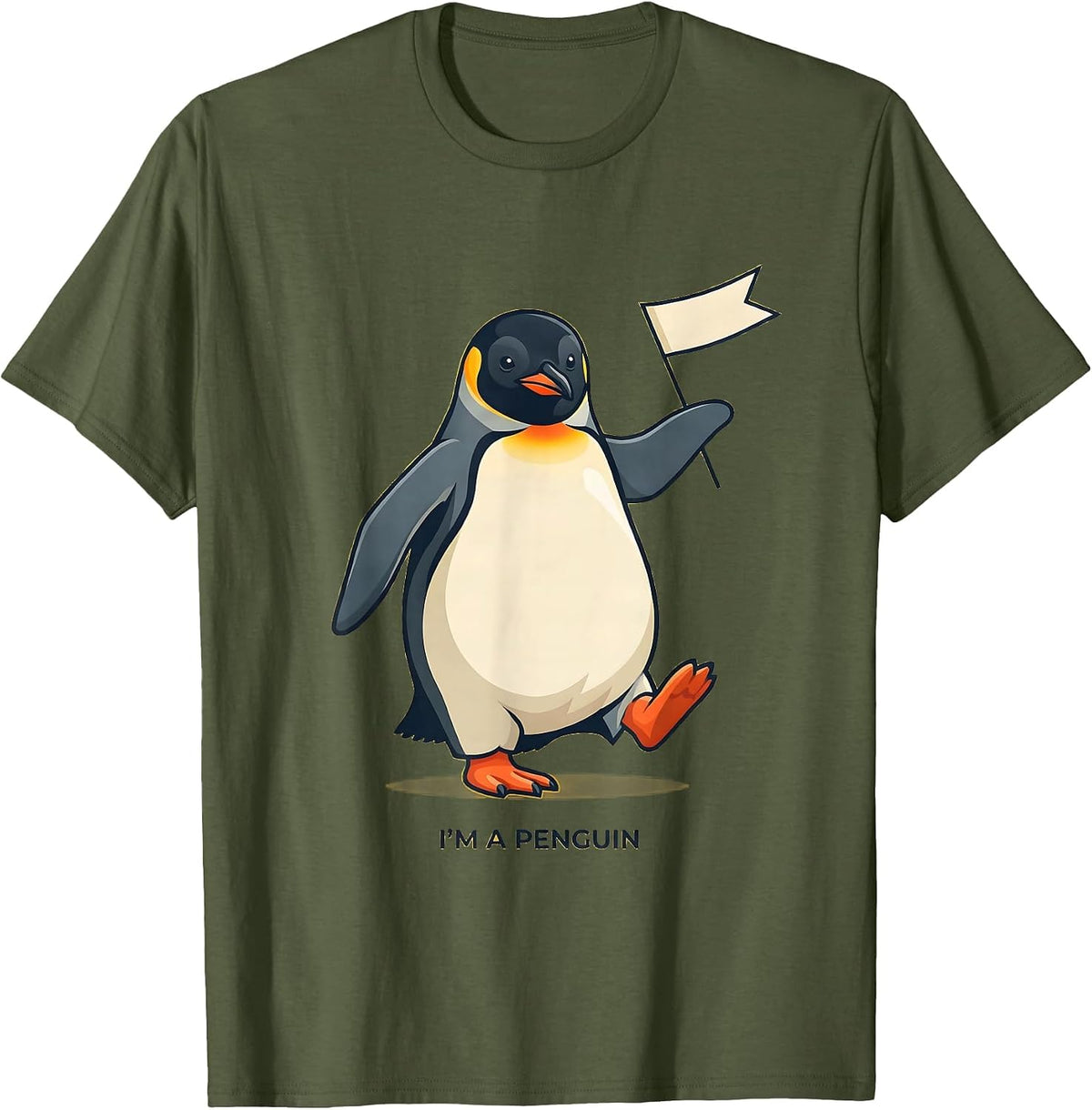 I'm a Penguin Funny Penguin Lover Novelty Costume Party T-Shirt - Olive Green