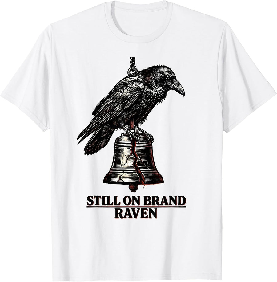 Men's Still On Brand, Raven Gothic Edgar Allan Poe Literary T-Shirt - White