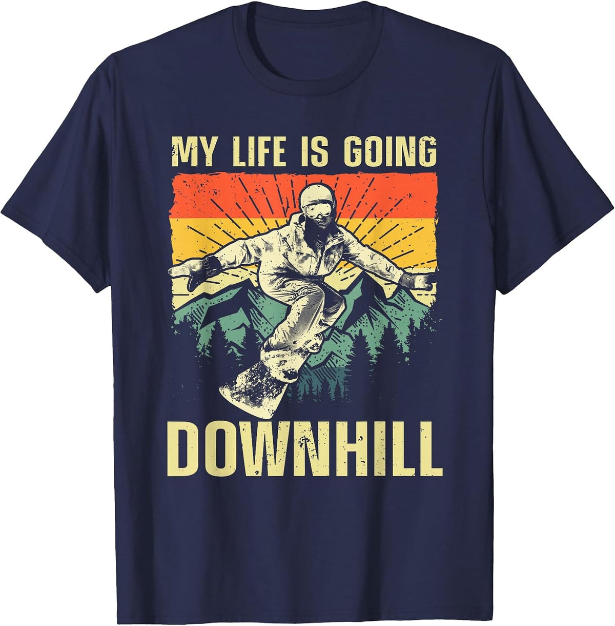 Cool Snowboarding Art for Men Women Snowboard Snowboarder T-Shirt - Navy Blue