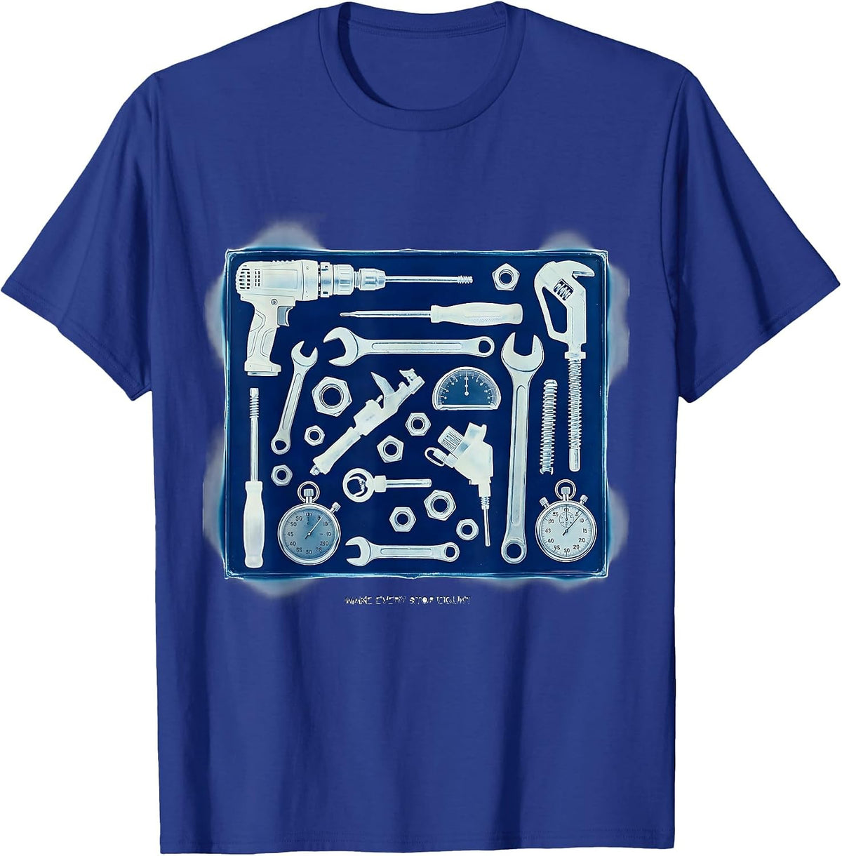 Men's Make Every Stop Count Pit Crew Racing Design T-Shirt - Royal Blue