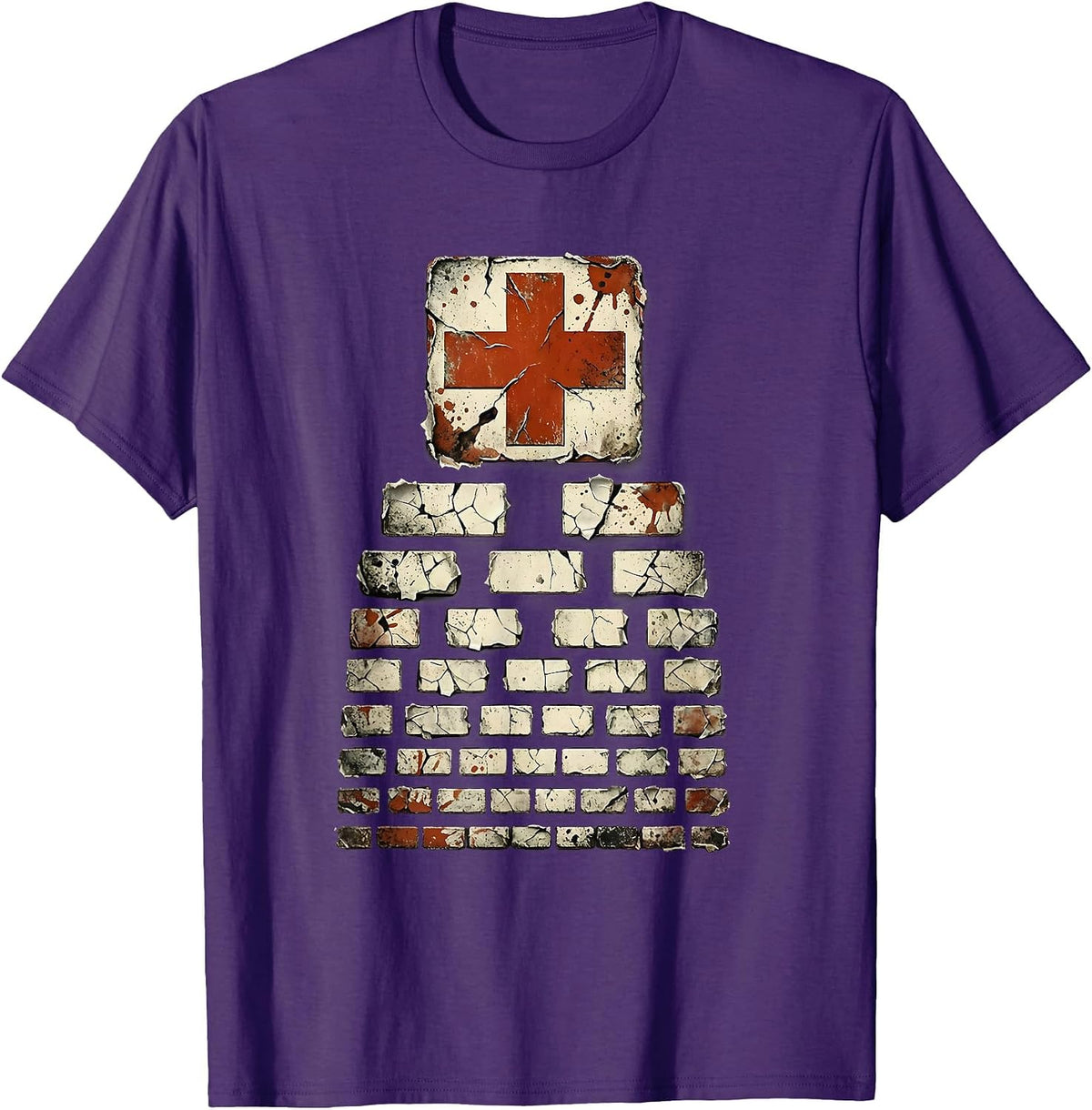 Men's School Nurse Eye Chart Graphic Design T-Shirt - Purple