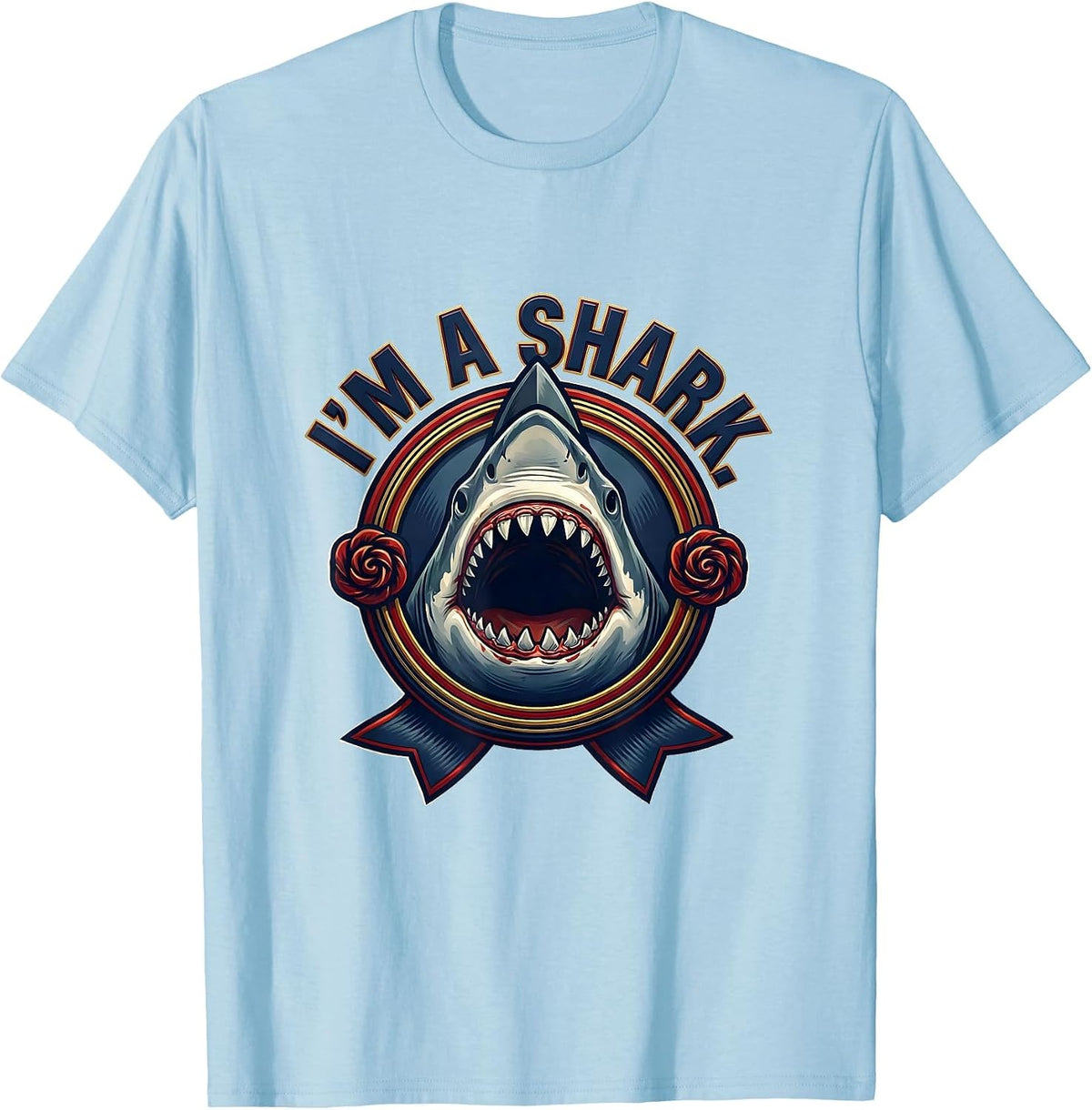 Men's I'm A Shark Funny Shark Jaw Halloween Costume Ocean Animal T-Shirt - Baby Blue