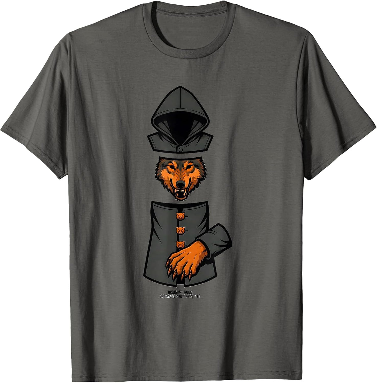 Ordinary Hood Extraordinary Appetite Wolf Costume Halloween T-Shirt - Asphalt Grey