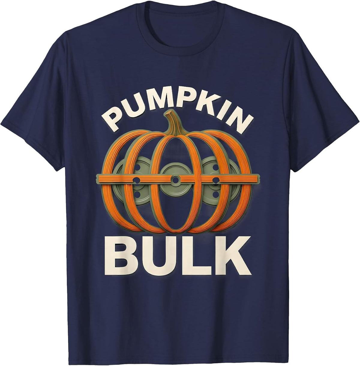 Pumpkin Bulk Funny Halloween Gym Workout Lifting Pun T-Shirt - Navy Blue