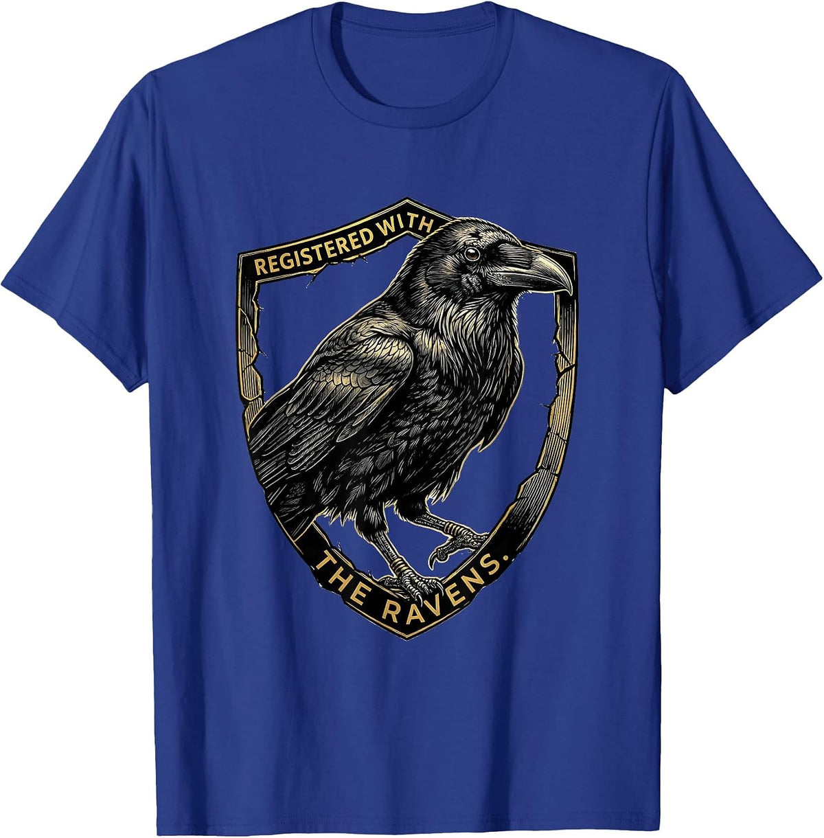 Men's Registered With The Ravens Dark Humor Gothic Bird Lover T-Shirt - Royal Blue