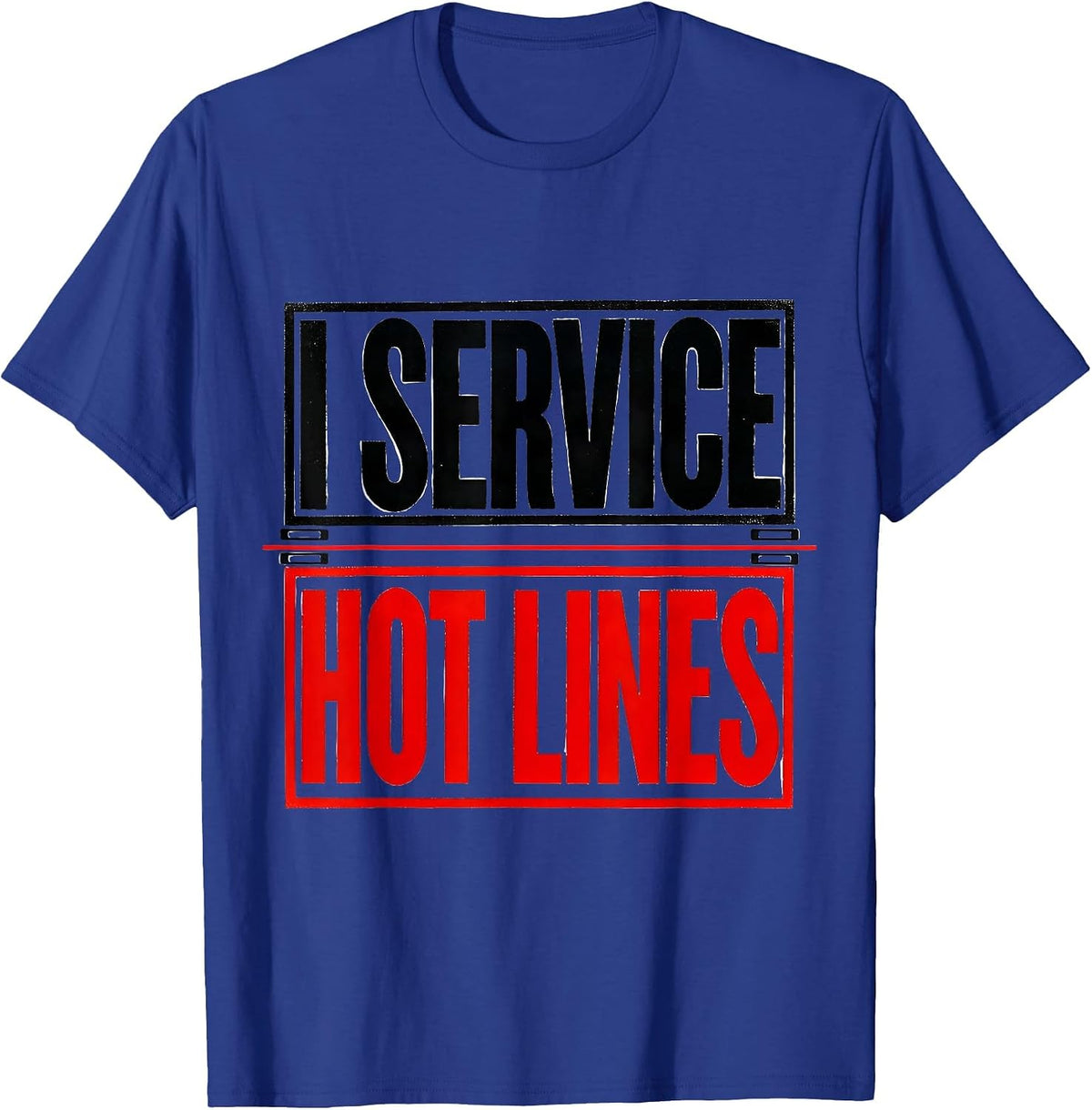 Men's I Service Hot Lines Funny Electrician Skeleton Trade Worker T-Shirt - Royal Blue