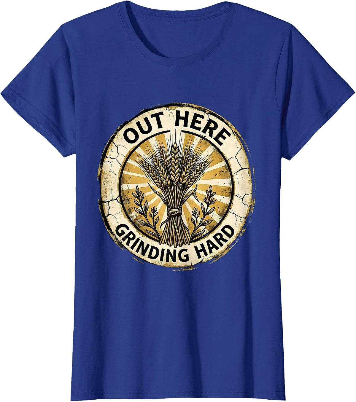 Women's Out Here Grinding Hard Hustle Graphic Design T-Shirt - Royal Blue