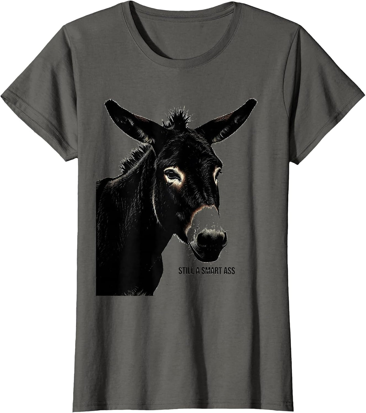 Women's Still A Smart Ass Funny Donkey Animal Lover Humor Novelty T-Shirt - Asphalt Grey