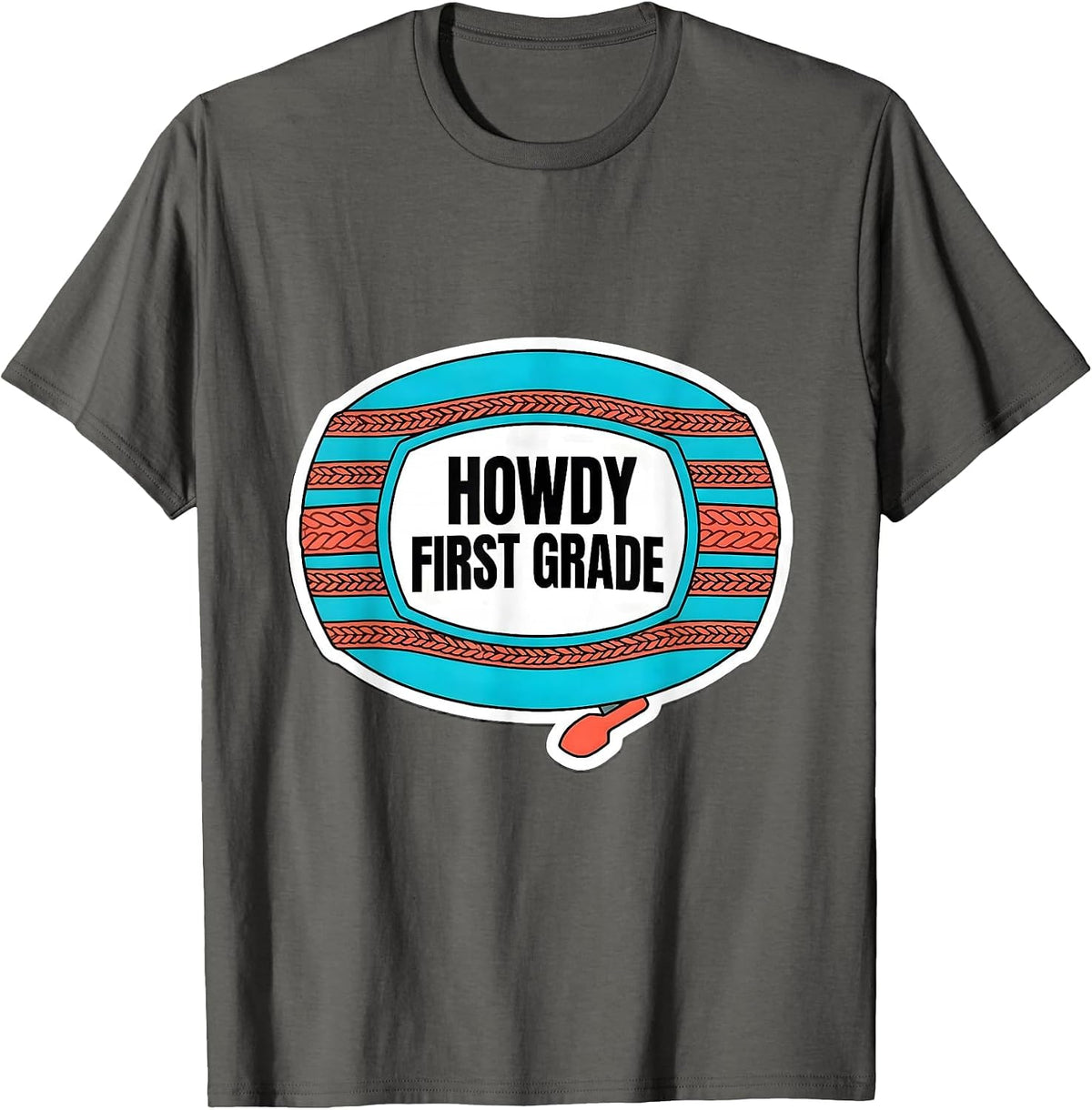 Men's Howdy First Grade Western Cowboy Teacher Back To School T-Shirt - Asphalt Grey