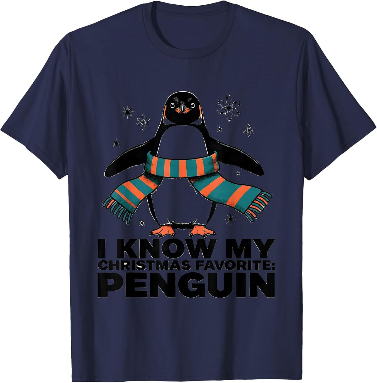 Men's I Know My Christmas Favorite Penguin Funny Penguin Lover T-Shirt - Navy Blue