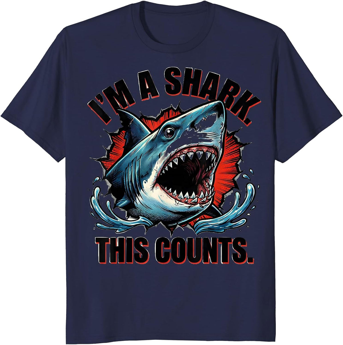 Men's I'm A Shark This Counts Comic Book Shark Lover Halloween T-Shirt - Navy Blue