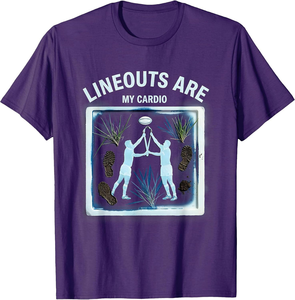 Lineouts Are My Cardio Rugby Graphic Design T-Shirt - Purple