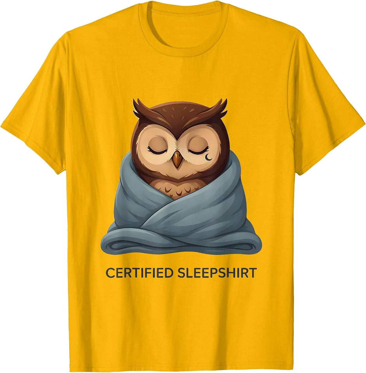 Certified Sleepshirt Funny Owl Pajama Animal Lover Comfort T-Shirt - Golden Yellow
