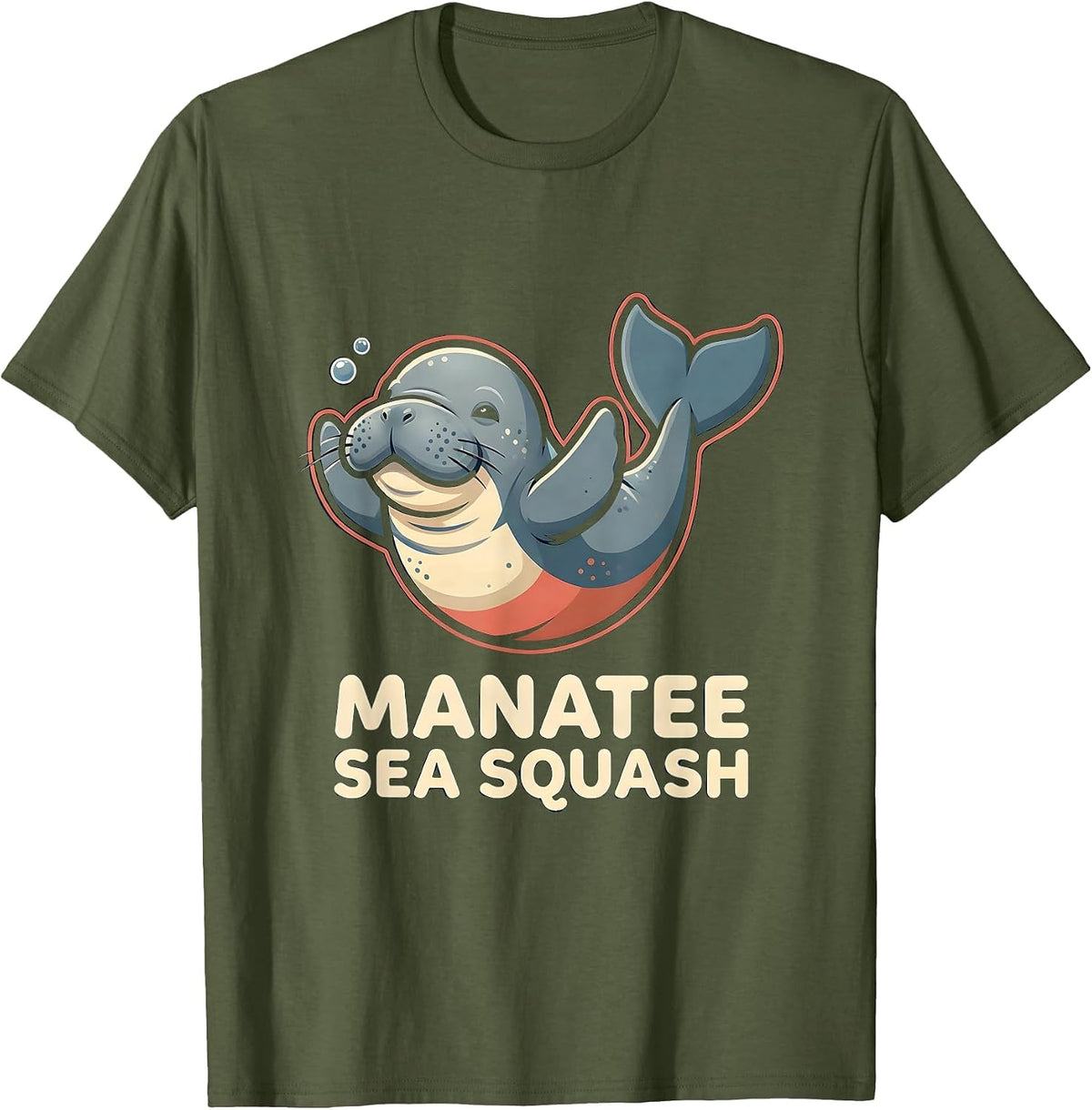 Manatee Sea Squash Funny Sea Animal Lover Humor T-Shirt - Olive Green