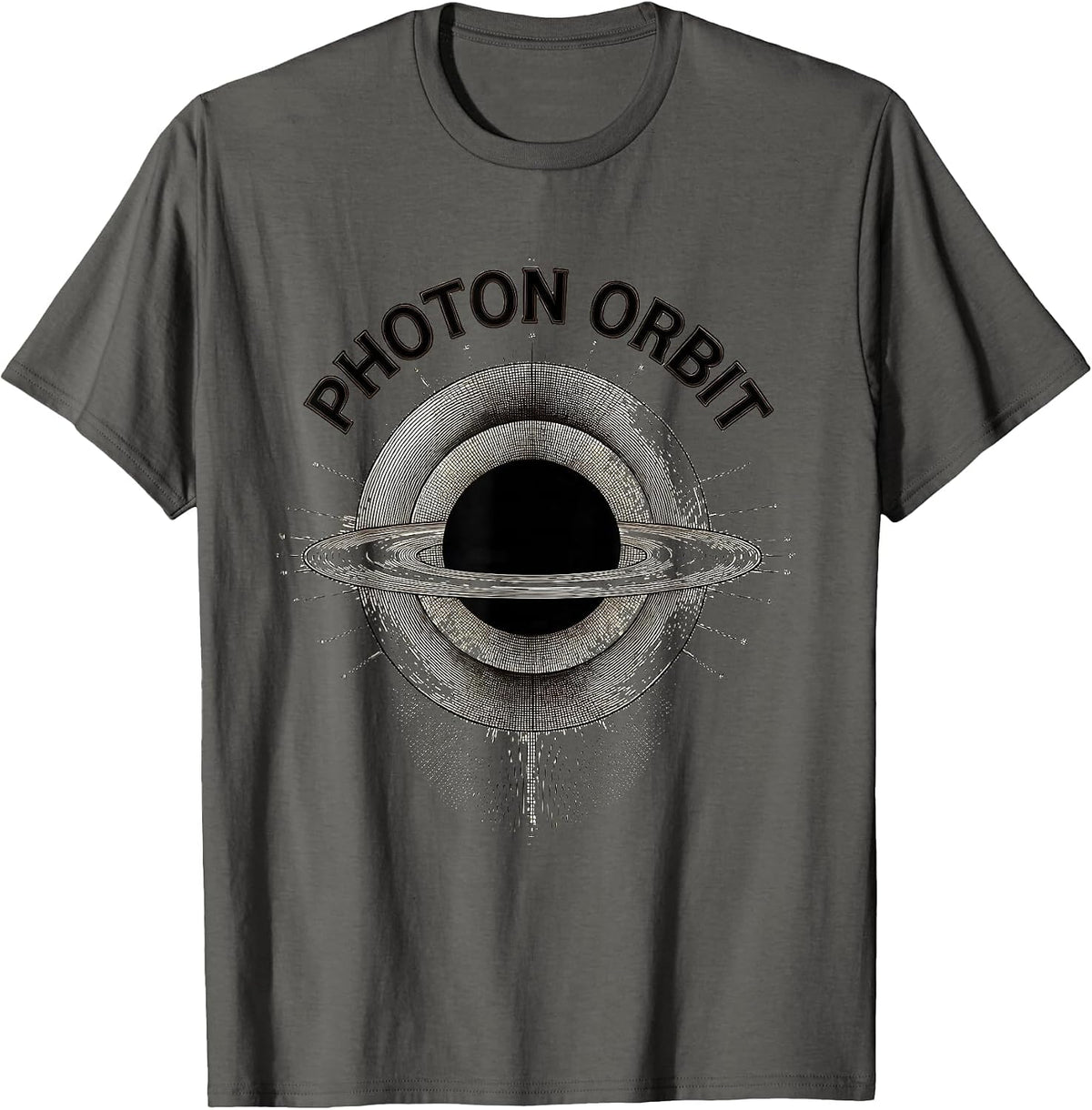 Men's Photon Orbit Crosshatch Etching Astrophysics Physics Student T-Shirt - Asphalt Grey