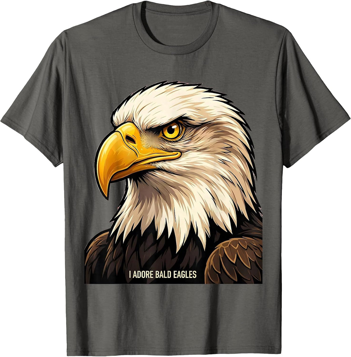 Men's I Adore Bald Eagles Cartoon Wildlife Lover Eagle Enthusiast T-Shirt - Asphalt Grey