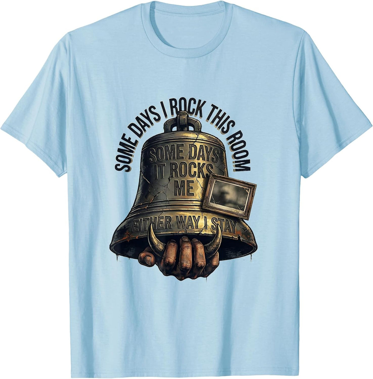 Men's Some Days I Rock This Room Distressed Rock On Classroom T-Shirt - Baby Blue