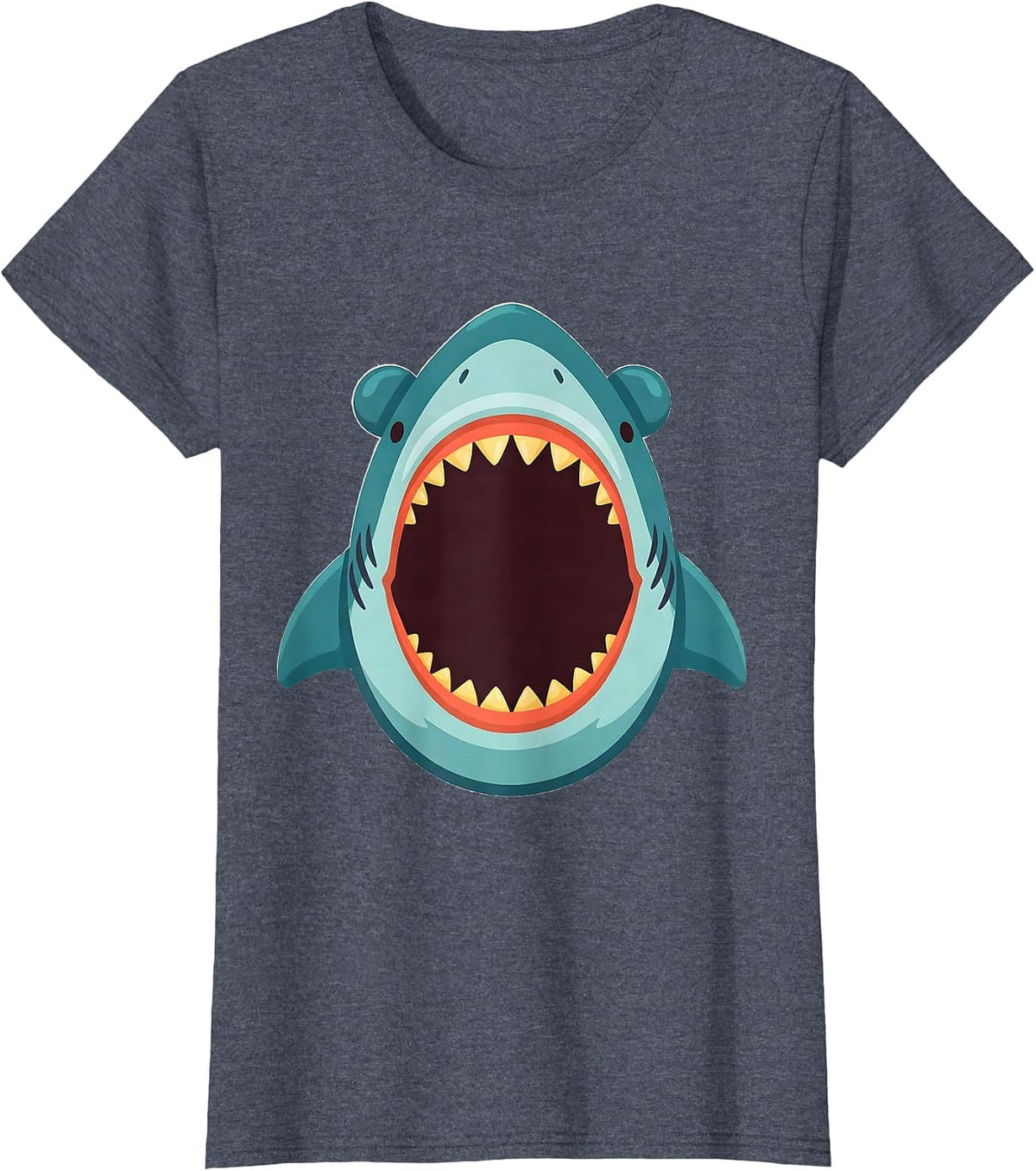 Women's Shark Jaw Collar Flat Vector Halloween Costume T-Shirt - Heather Blue