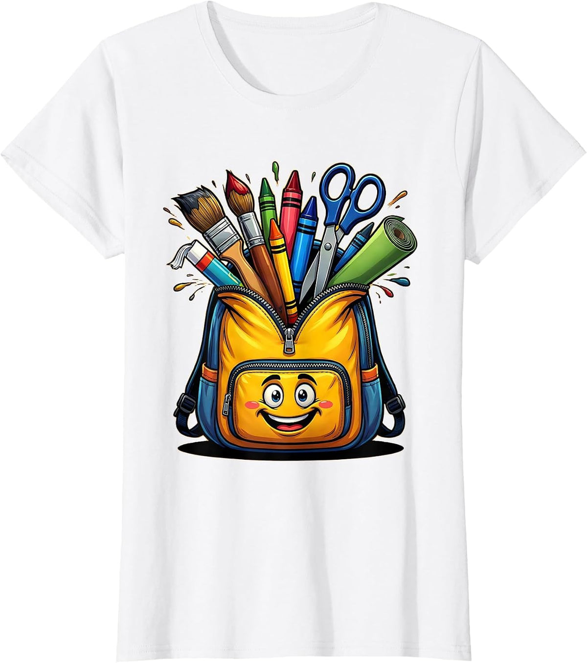 Preschool Teacher Art Supply Backpack Graphic T-Shirt - White