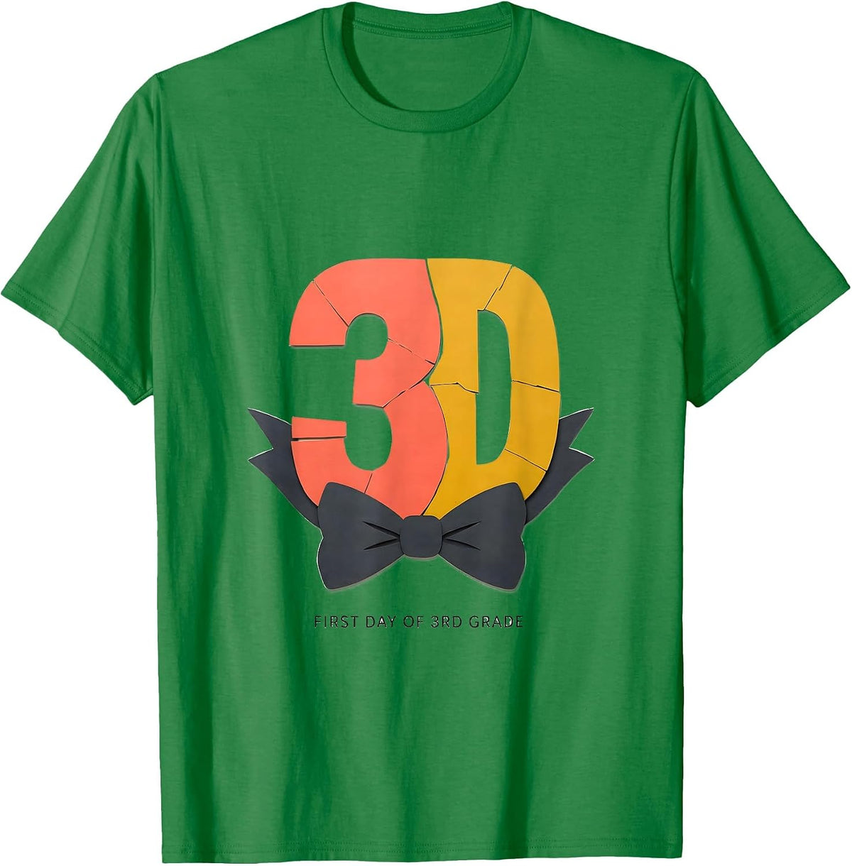 Men's First Day Of 3rd Grade Midcentury Modern Coquette Bow Back T-Shirt - Kelly Green