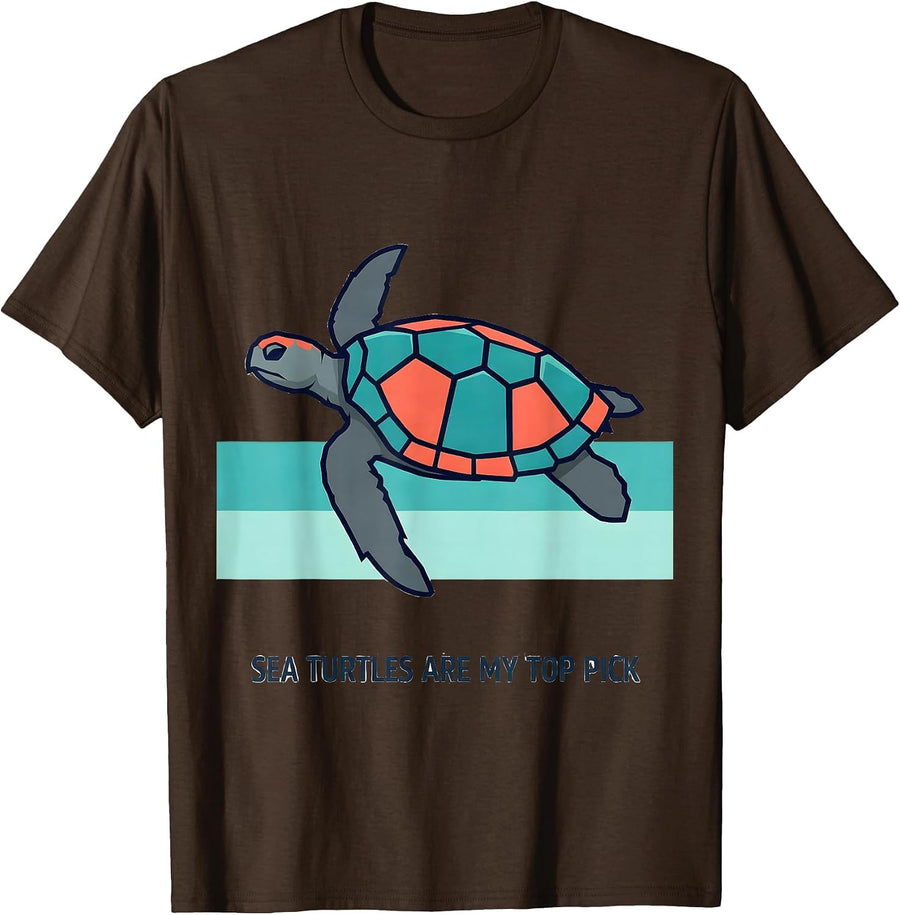 Men's Sea Turtles Are My Top Pick Cute Ocean Animal Lover T-Shirt - Brown