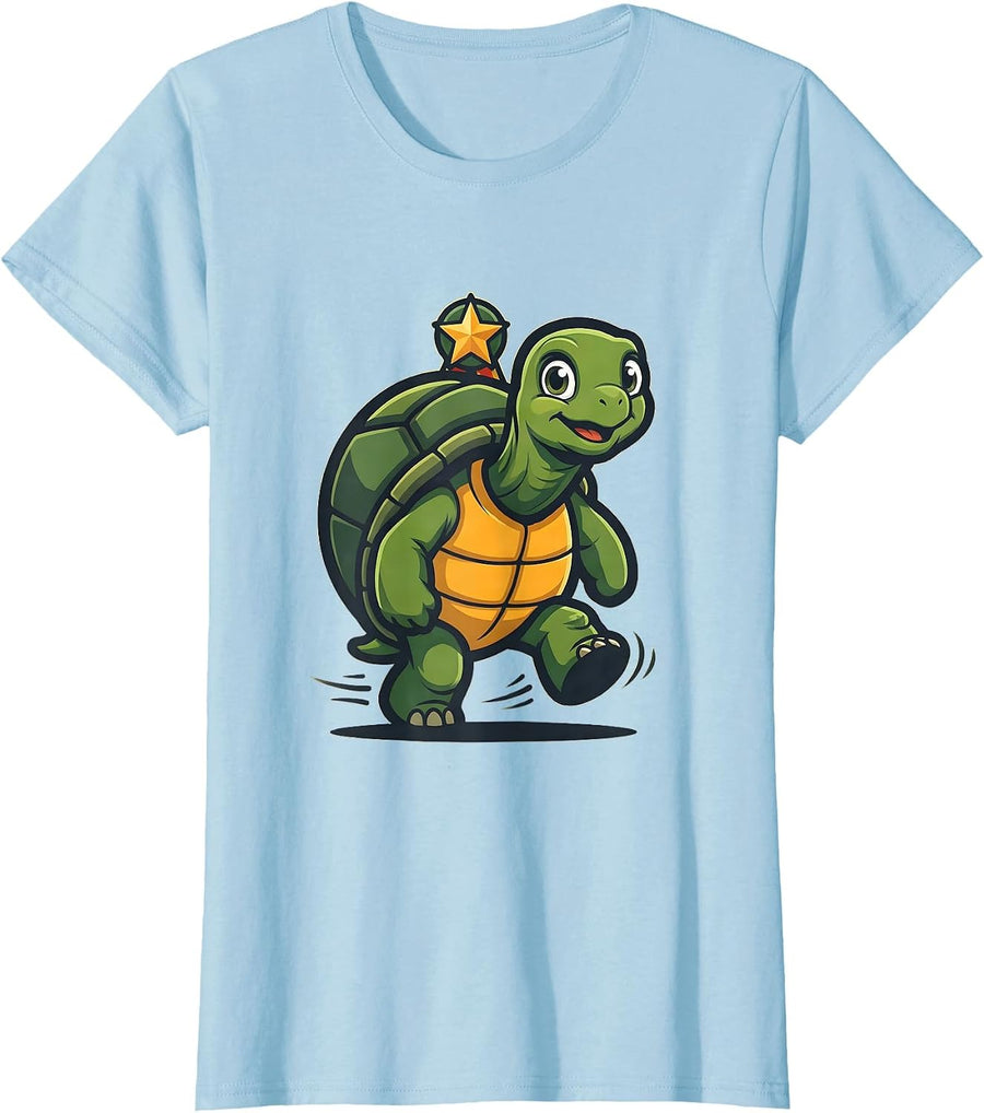 Women's Tortoise Mascot Funny Turtle Lover Animal Humor T-Shirt - Baby Blue