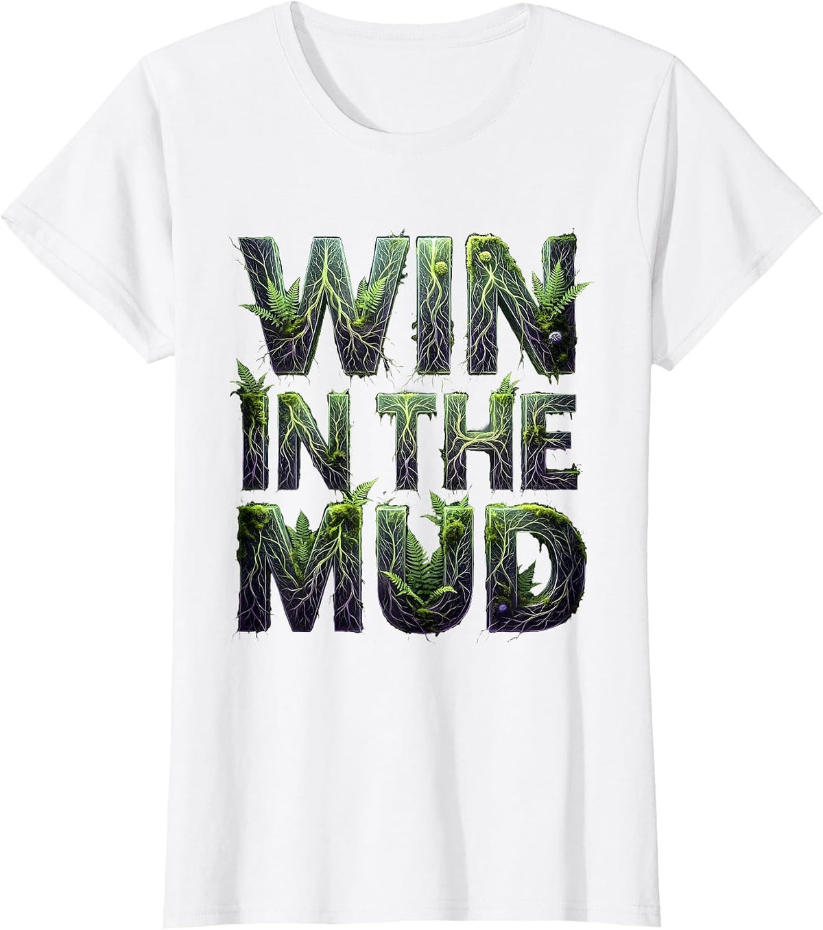 Win in the Mud Rugby Graphic Design T-Shirt - White