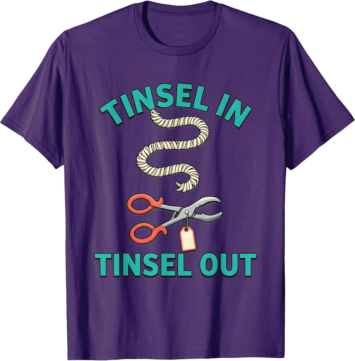 Men's Tinsel In Tinsel Out Funny Vet Tech Christmas Veterinary T-Shirt - Purple