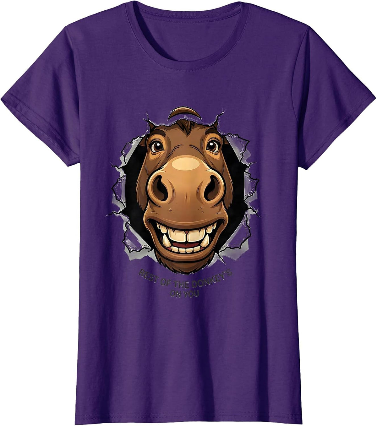 Women's Rest Of The Donkey's On You Funny Smart Donkey Meme Cartoon T-Shirt - Purple