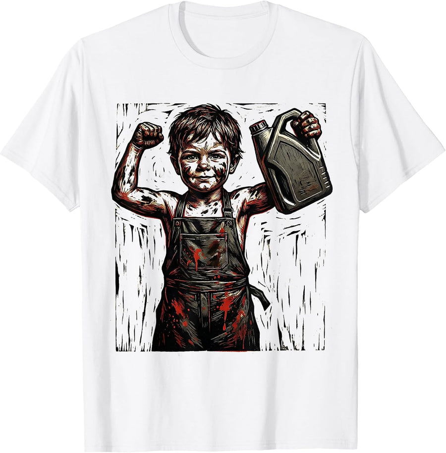 Men's Teach Kids to Change Oil Graphic Design T-Shirt - White