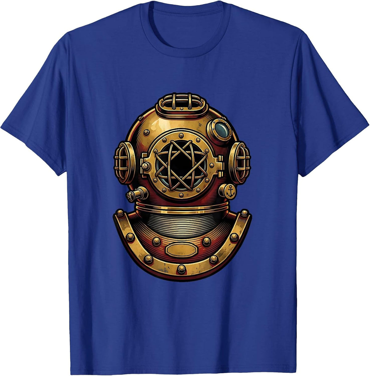 Men's Vintage Diving Helmet Porthole Illustration T-Shirt - Royal Blue