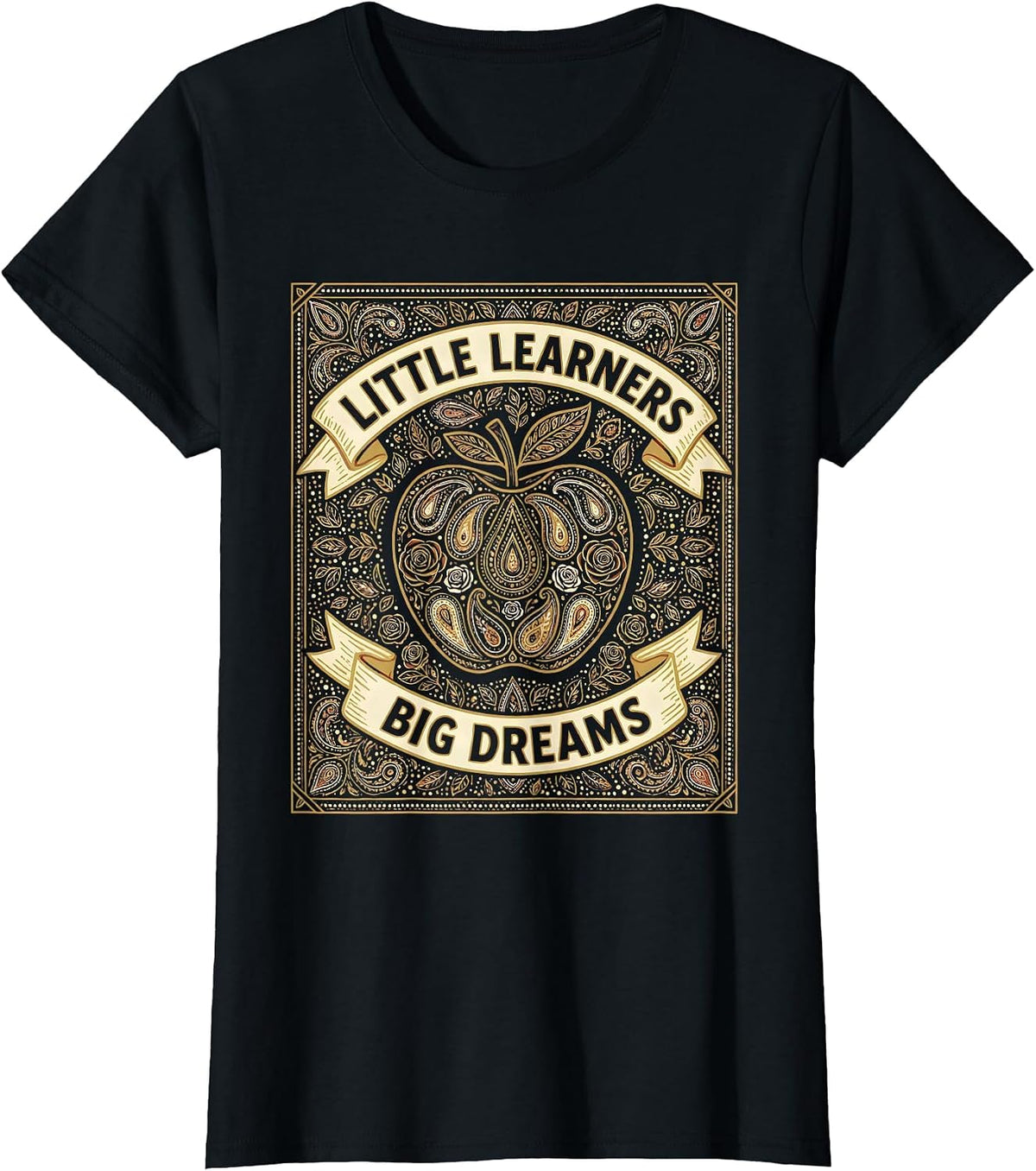 Women's Little Learners Big Dreams Preschool Teacher T-Shirt - Black
