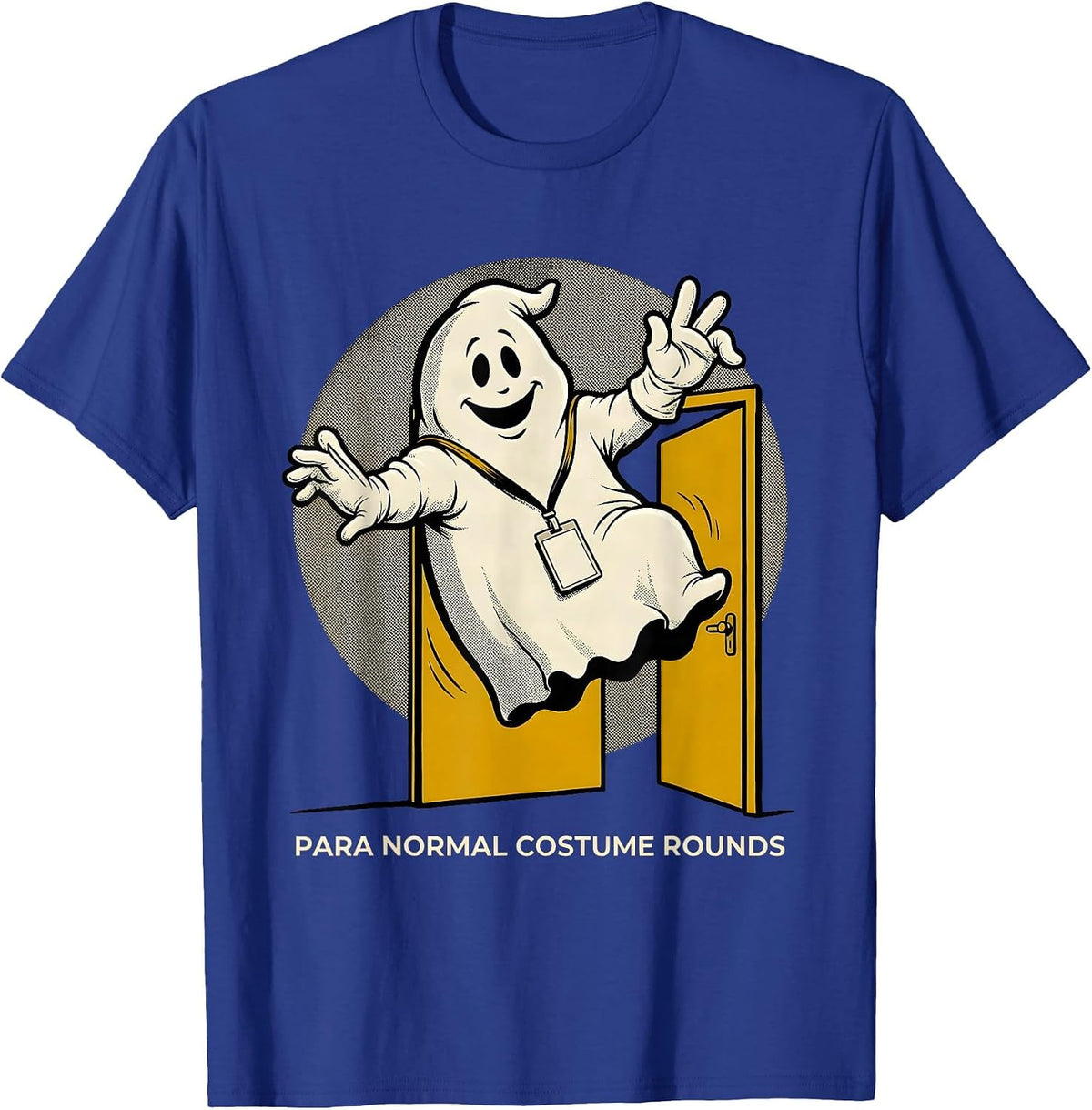 Men's Para Normal Costume Rounds Retro Cartoon Ghost Paraeducator T-Shirt - Royal Blue