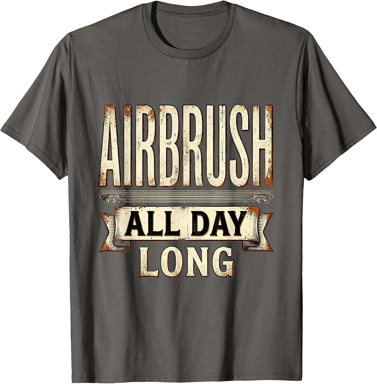 Airbrush All Day Long Spray Art Design T-Shirt - Asphalt Grey
