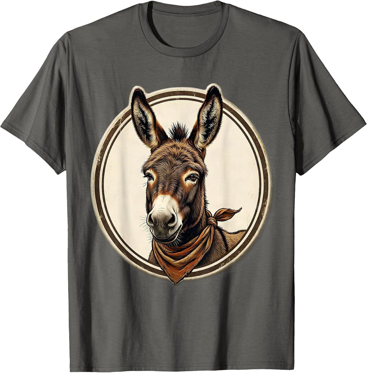 Men's Sealed Donkey Portrait Vintage Animal Lover Halloween Humor T-Shirt - Asphalt Grey