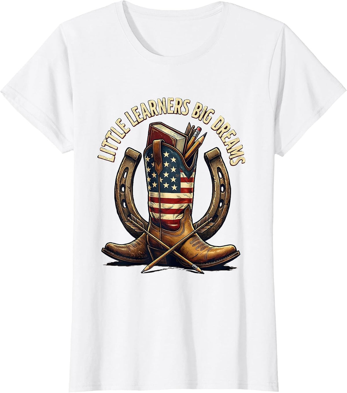 Little Learners Big Dreams Elementary Teacher Design T-Shirt - White