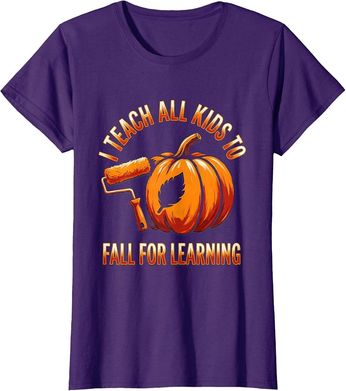 Women's I Teach All Kids To Fall For Learning Whimsical Teacher Fall T-Shirt - Purple