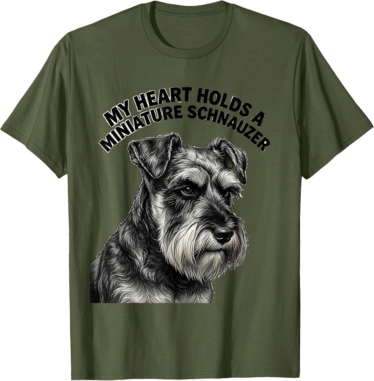 Men's My Heart Holds A Miniature Schnauzer Funny Dog Lover Gift T-Shirt - Olive Green
