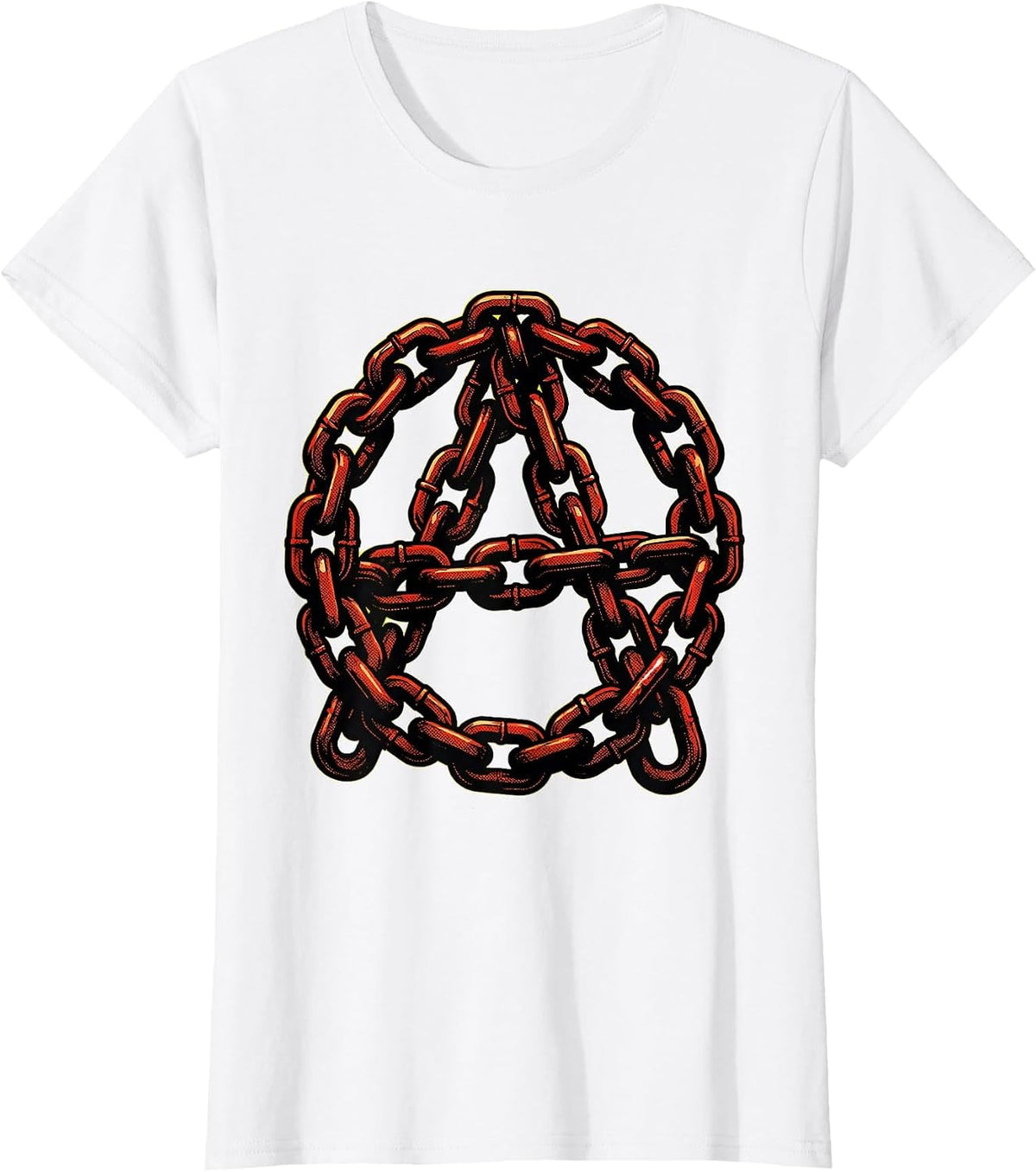 Anarchist Symbol Twisted Chains Punk Art Design T-Shirt - White